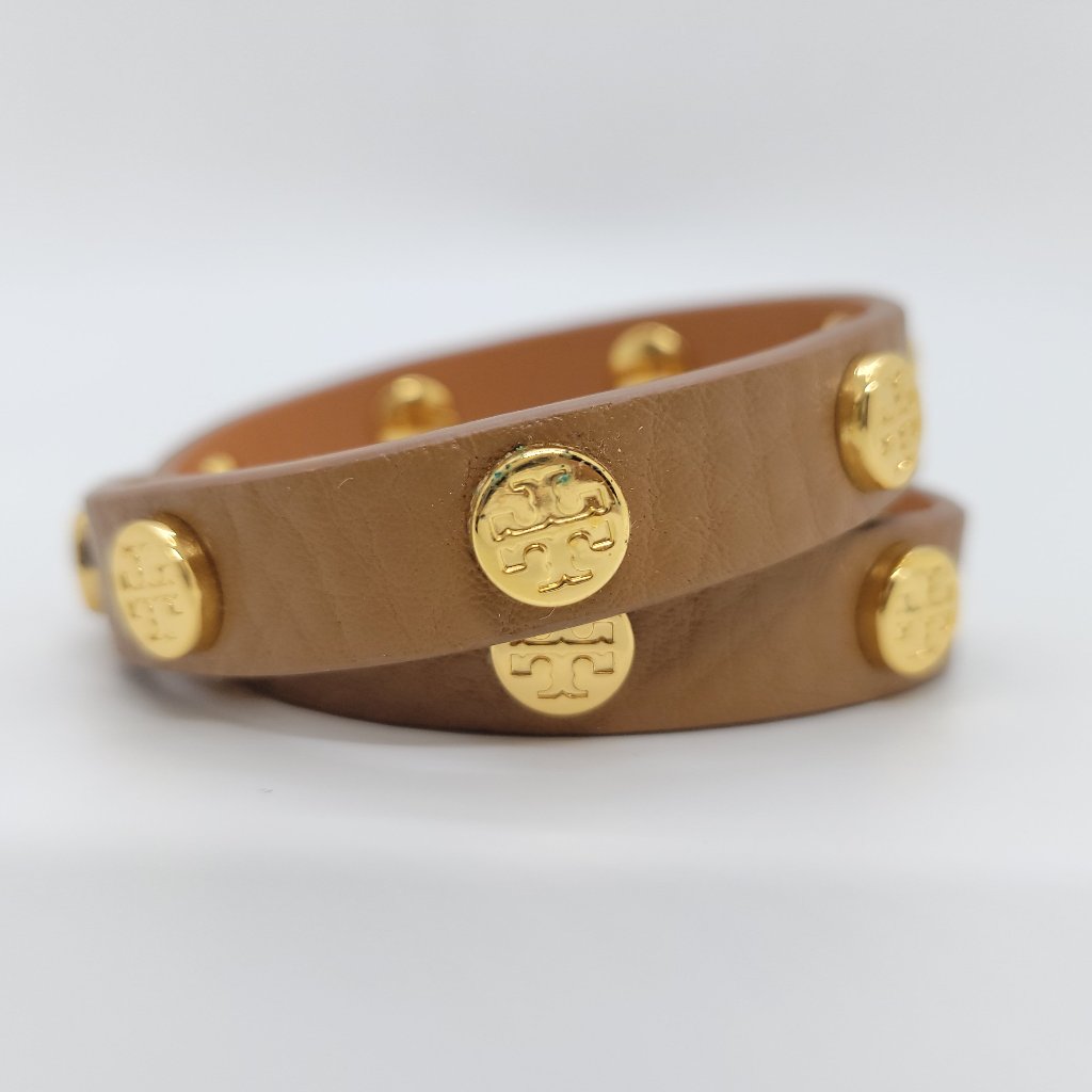 Tory Burch Royal Tan Leather Wrap Bracelet